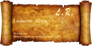 Lederer Rita névjegykártya
